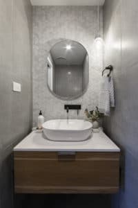 Powder room interior design and styling by Studio Black Interiors, Denman Prospect Residence, Canberra, Australia.