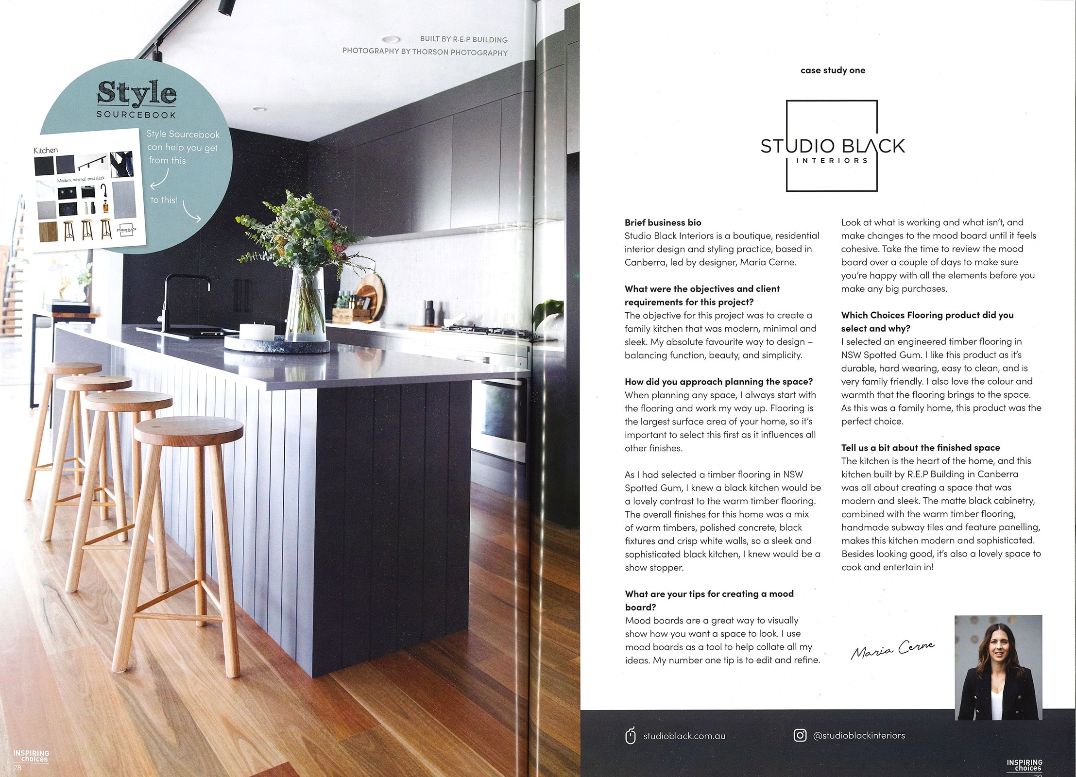 Studio Black Interiors featured in Inspiring Choices Magazine.