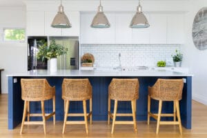 Hampton style kitchen. Interior design by Studio Black Interiors, Yarralumla Residence, Canberra, Australia.